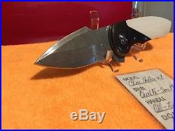 Dan Brown mini hellion #1 custom folding knife San Mai Damascus