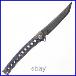 Defcon JK Series Folding Knife Damascus/Bronze Ti Handle 10Cr15CoMov TF4406