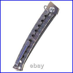 Defcon JK Series Folding Knife Damascus/Bronze Ti Handle 10Cr15CoMov TF4406