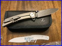 Dreamtech FrameLock 3.25 Damascus Titanium Carbon Fiber Folding Knife D9610TCD