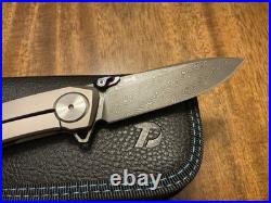 Dreamtech FrameLock 3.25 Damascus Titanium Carbon Fiber Folding Knife D9610TCD