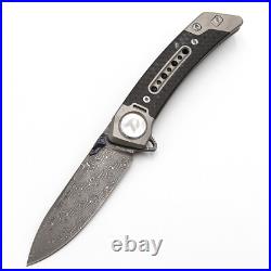 Dreamtech FrameLock 3.25 Damascus Titanium Carbon Fiber Folding Knife K610TCD
