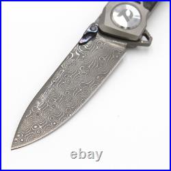 Dreamtech FrameLock 3.25 Damascus Titanium Carbon Fiber Folding Knife K610TCD