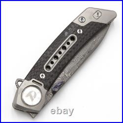 Dreamtech FrameLock 3.25 Damascus Titanium Carbon Fiber Folding Knife K610TCD