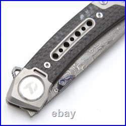 Dreamtech FrameLock 3.25 Damascus Titanium Carbon Fiber Folding Knife K610TCD