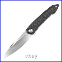 Drop Point Folding Knife Pocket Hunting Combat Damascus/M390 Steel Carbon Fiber