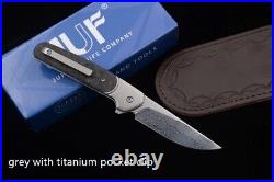 Drop Point Folding Knife Pocket Hunting Survival Tactical RWL34 Damascus Steel S