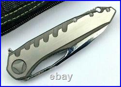 Drop Point Folding Knife Pocket Hunting Tactical Damascus Steel Titanium Handle