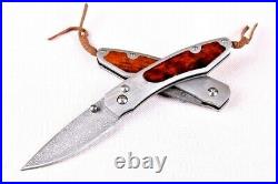 Drop Point Knife Folding Pocket Hunting Survival Tactical Combat Damascus Steel