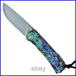 Drop Point Knife Folding Pocket Hunting Survival Tactical Combat Damascus Steel