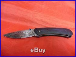 ED Caffrey Damascus Steel Blade Folding Knife w Zippered Pouch Case
