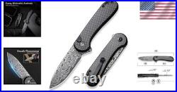 EDC Folding Knife Damascus Blade Pocket Knife Utility Knife with Deep Carry Clip
