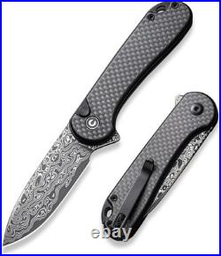 EDC Folding Knife Damascus Blade Pocket Knife Utility Knife with Deep Carry Clip