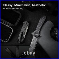 EDC Folding Knife Damascus Blade Pocket Knife Utility Knife with Deep Carry Clip