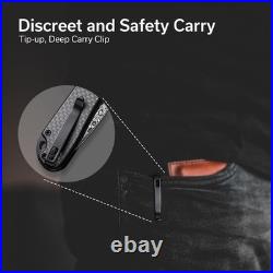 EDC Folding Knife Damascus Blade Pocket Knife Utility Knife with Deep Carry Clip