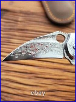 Elegant VG 10 Damascus Steel Folding Knife With Wooden Handle
