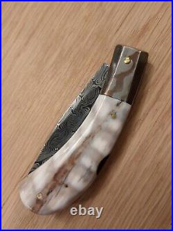 Exceptional Ashley Forge, Hugh Bartrug Folding Mokume Damascus Knife