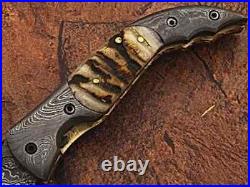 Eye Catching Damascus Steel Folding Knife, Hand Made 10 Pcs Lot