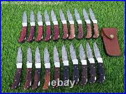 Fabulous Custom Handmade Damascus Steel Folding Knives Lot Of 20 pcs