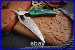 Feather Style Damascus Blade Pocket (Folding) Knife With Resin Handle