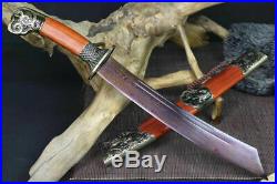 Folded Blue Damascus Steel Sharp KungFu Short Dao Chinese Saber Sword Qing Knife
