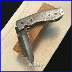 Folding Damascus Knife, Handmade Forge, Single Copy