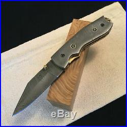 Folding Damascus Knife, Handmade Forge, Single Copy