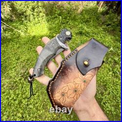 Folding Knife Damascus Steel Black Luxury Wood Stabilized Bead EDC Custom #290
