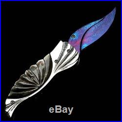 Folding Knife Pk01224 Damascus Steel Blade Black Pearl & Ss. Handle Poosiri Thai