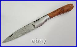 Fontenille Pataud Corsican Guilles Vendetta Damascus Folding Knife Thuya Handle