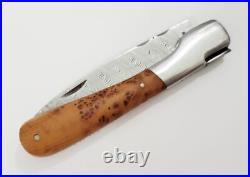 Fontenille Pataud Corsican Guilles Vendetta Damascus Folding Knife Thuya Handle