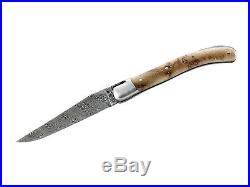 Fontenille Pataud Gilles Le Pocket Damascus Folding Knife / Juniper Wood New