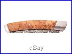 Fontenille Pataud Le Thiers Nature Damascus Folding Knife / Juniper Wood