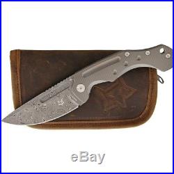Fox Desert Bronze Framelock Folding Knife 3.75 Damascus Blade Titanium Handle