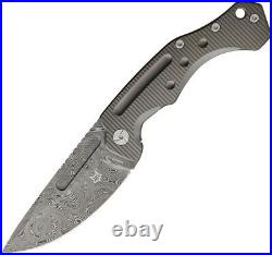 Fox Desert Framelock Folding Knife 3.75 Damascus Steel Blade Titanium Handle