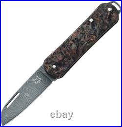 Fox Vulpis Folding Knife 2.13 Damascus Steel Blade Dark Matter Carbon F Handle