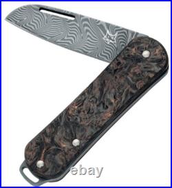 Fox Vulpis Folding Knife 2.13 Damascus Steel Blade Dark Matter Carbon F Handle