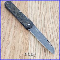 Fox Vulpis Folding Knife 2.13 Damascus Steel Blade Dark Matter Gold CF Handle