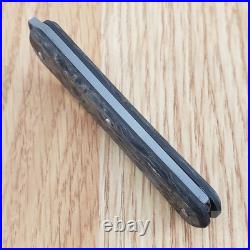 Fox Vulpis Folding Knife 2.13 Damascus Steel Blade Dark Matter Gold CF Handle