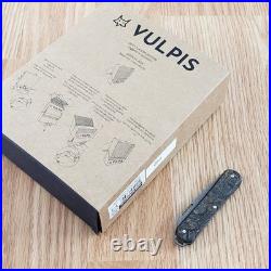 Fox Vulpis Folding Knife 2.13 Damascus Steel Blade Dark Matter Gold CF Handle