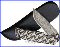 G. Sakai Gentlemans Folding Knife 2.25 Damascus Steel Blade Stainless Handle