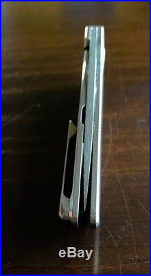 Grimsmo Rask Folding knife #283, Damascus Blade, DLC Silver Ti hancle