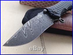 HTM Darrel Ralph DDR Gun Hummer Damascus Bowie Blade. Assisted Folding knife