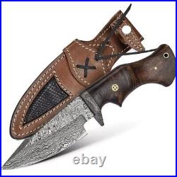 HUNTING knife Handmade Damascus hunting knife Hand forged Damascus steel knife