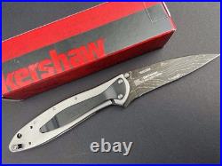 Hand Engraved Kershaw Leek Damascus 1660DAM 3 Stainless Steel Knife
