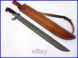 Hand Forged Craftsman Made Damascus Folded Steel Machete Full Tang Knife Sword
