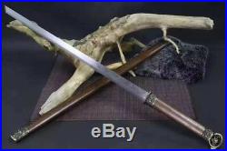 Hand-Forged Folded Damascus Steel Blade Sword Katana Knife Hardwood Saya