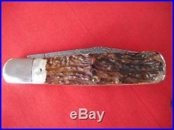 Hand Made Bob Neal Large Stag Handle Damascus Folding Knife