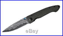 Hand Made Damascus Blade Folding Knife 4.5 Carbon Fiber Handle 6002CFO-11D