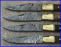 Hand Made Damascus Steel French Laguiole Style Pocket Folding Knife Set